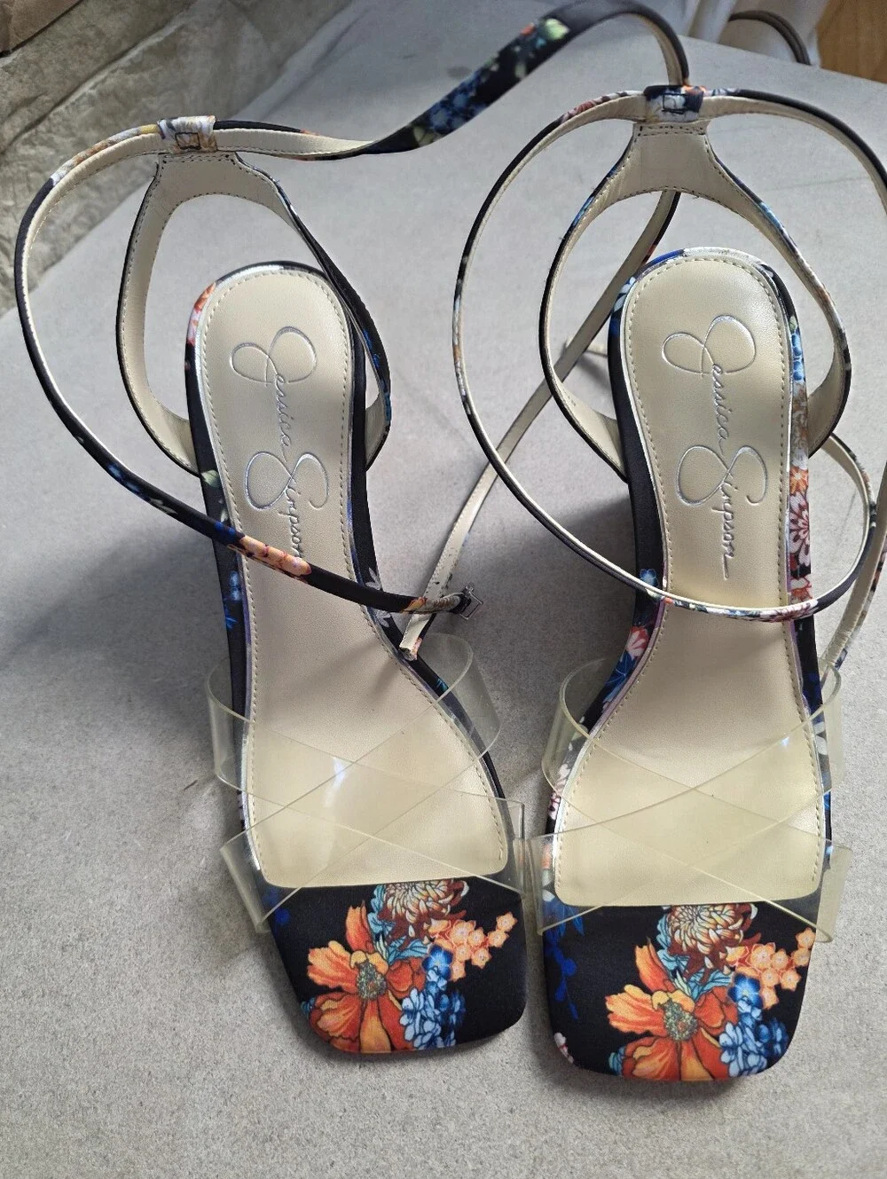 Jessica Simpson Arlisa Wedge Black Multicolor Floral Sz 8M